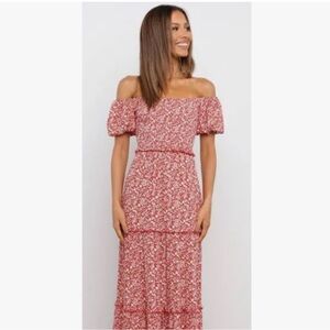 NWT Petal + Pup Red Floral Maxi Dress